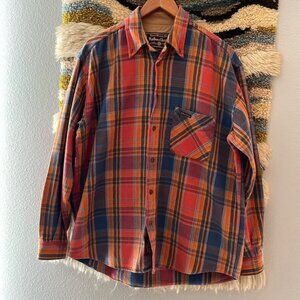 MARLBORO CLASSICS 90s Famous Western USA Flannel Plaid Button Down Shirt Large